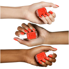 essie routine with base coat, two coats, and top coat for salon-like results.