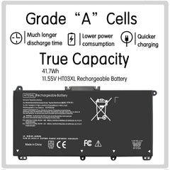 ESTENGPRO HT03XL battery side connector highlighting easy compatibility with HP laptops