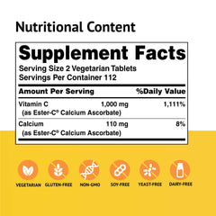 Ester-C 24-hour immune support bottle close-up for steady daily defense