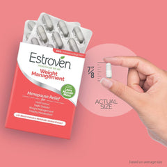 Estroven Menopause Relief box packaging showing trusted ingredients