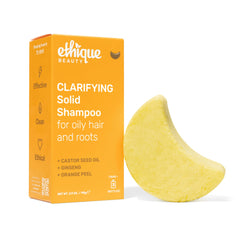 Ethique clarifying shampoo bar with castor oil for oil control and gentle cleansing.