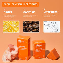 Ethique Volumizing Shampoo Bar close-up highlights texture and volume boost.