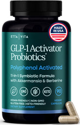 Etta Vita GLP-1 probiotic bottle pour showing convenient everyday use and appetite support