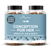 Eu Natural Conception for Her bottle front showing fertility support for daily preconception routine