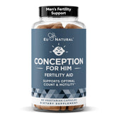 Eu Natural Conception for Him bottle front, a daily fertility supplement for men.