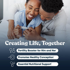 Eu Natural Conception for Him bottle highlighting sperm health benefits like count and motility.