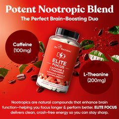 Eu Natural Elite bottle pouring capsules for on-the-go energy.