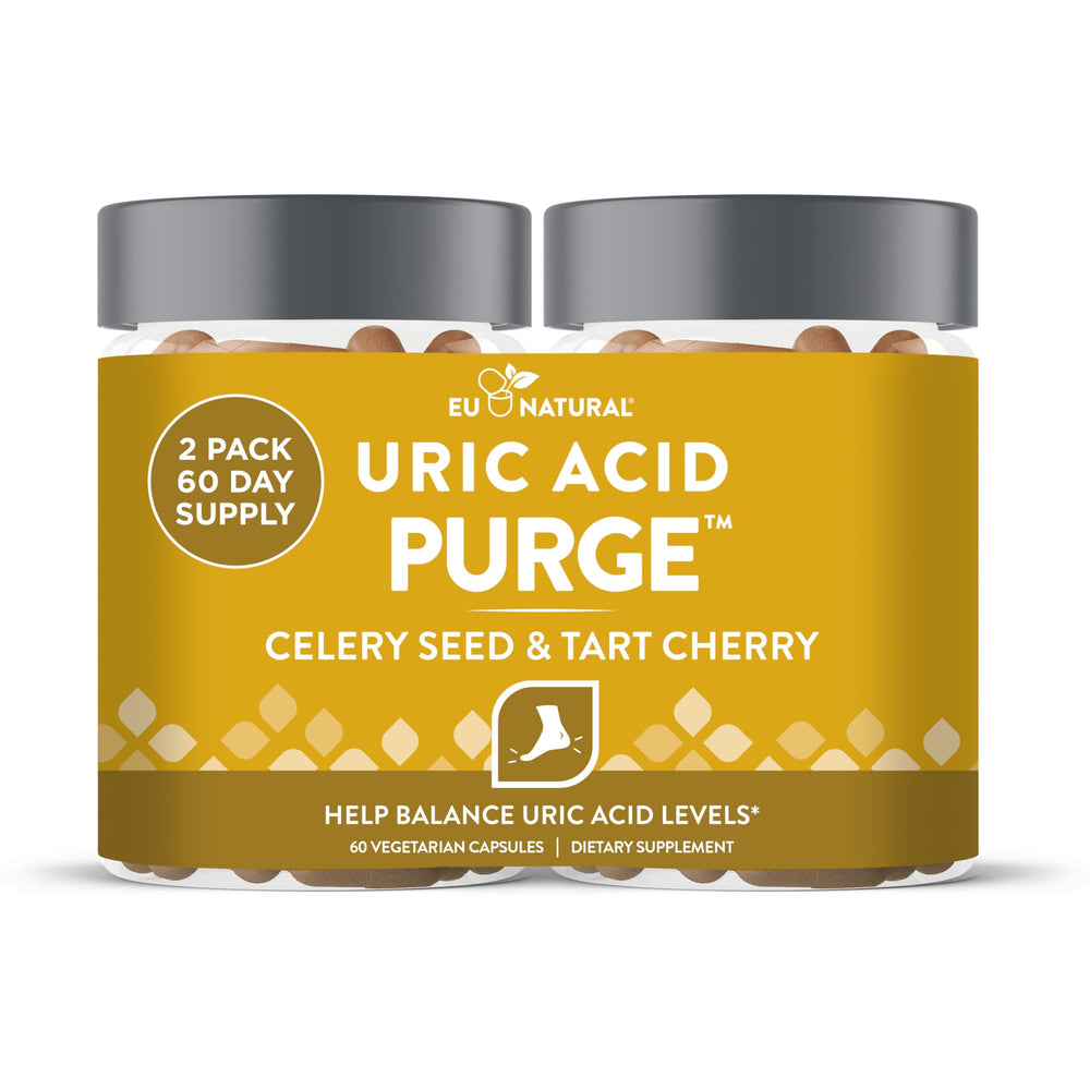 Eu Natural Purge uric acid bottle supports daily cleansing and joint comfort.