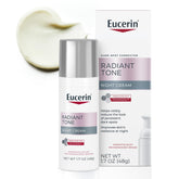 Eucerin Radiant Tone Night Cream bottle targets dark spots over time.