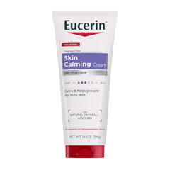 Eucerin Skin Calming Cream tube front demonstrates lightweight, non-greasy hydration.