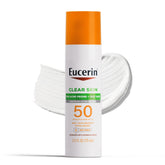 Eucerin Sun Clear Skin Face Sunscreen SPF 50 bottle provides daily protection for oily skin.
