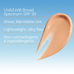 Application on cheek demonstrates light, non-greasy finish from Eucerin product.