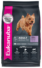 Eukanuba Adult Small Breed bag front, chicken-first formula for daily energy.