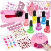 EULRGAUS kids nail polish set storage box keeps tools organized for easy at-home manicures.