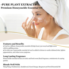 EUQEE Honeysuckle Essential Oil shown in a diffuser setup for room fragrance
