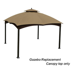 Eurmax khaki canopy top with water-repellent fabric, Lowe's Allen Roth gazebo front view.