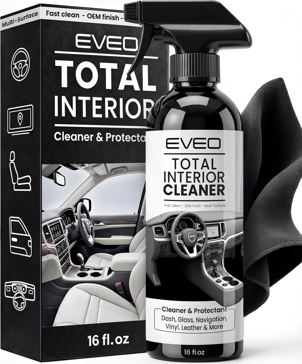 EVEO Total Car Interior Cleaner Kit spray bottle for quick, streak-free interior cleaning.
