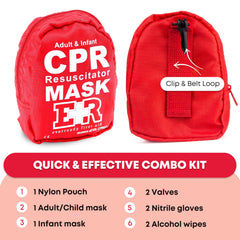 Pair of vinyl gloves for immediate protection during CPR handling.