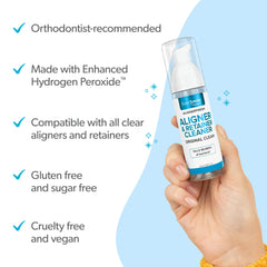 EverSmile AlignerFresh foaming action cleans hard-to-reach areas on aligners.