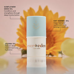 Evereden Baby Lip Balm jar closeup reveals clean, non-toxic formula.