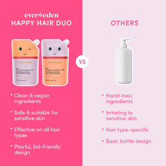 Evereden Kids Conditioner label close-up highlights safe, plant-based care for young hair.