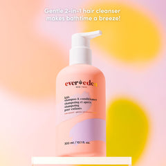 Evereden kids shampoo foam wash demonstrates light cleansing for young scalps