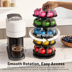EVERIE Vertuo pod slots upright keep capsules secure while spinning.