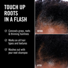 EverPRO Gray Away black spray on roots for seamless color blending.