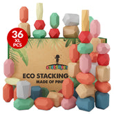 EVERSMART 36 Pcs wooden stacking blocks with large, safe pieces to support early motor skills.