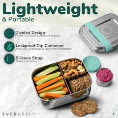 Everusely Bento Box Green sauce container included for dressings and dips