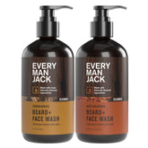 Every Man Jack beard wash bottle pour promotes a clean beard and refreshed skin