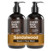 Every Man Jack Sandalwood Beard Wash bottle front for clean beard and refreshed skin