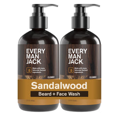 Every Man Jack Sandalwood Beard Wash bottle front for clean beard and refreshed skin