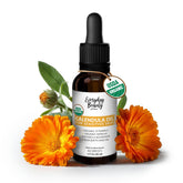 Everyday Beauty Organic Calendula Oil bottle offers lightweight hydration for sensitive skin.