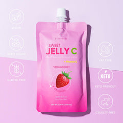 EVERYDAZE Sweet Jelly C strawberry pouch pour shows convenient on-the-go health snack.