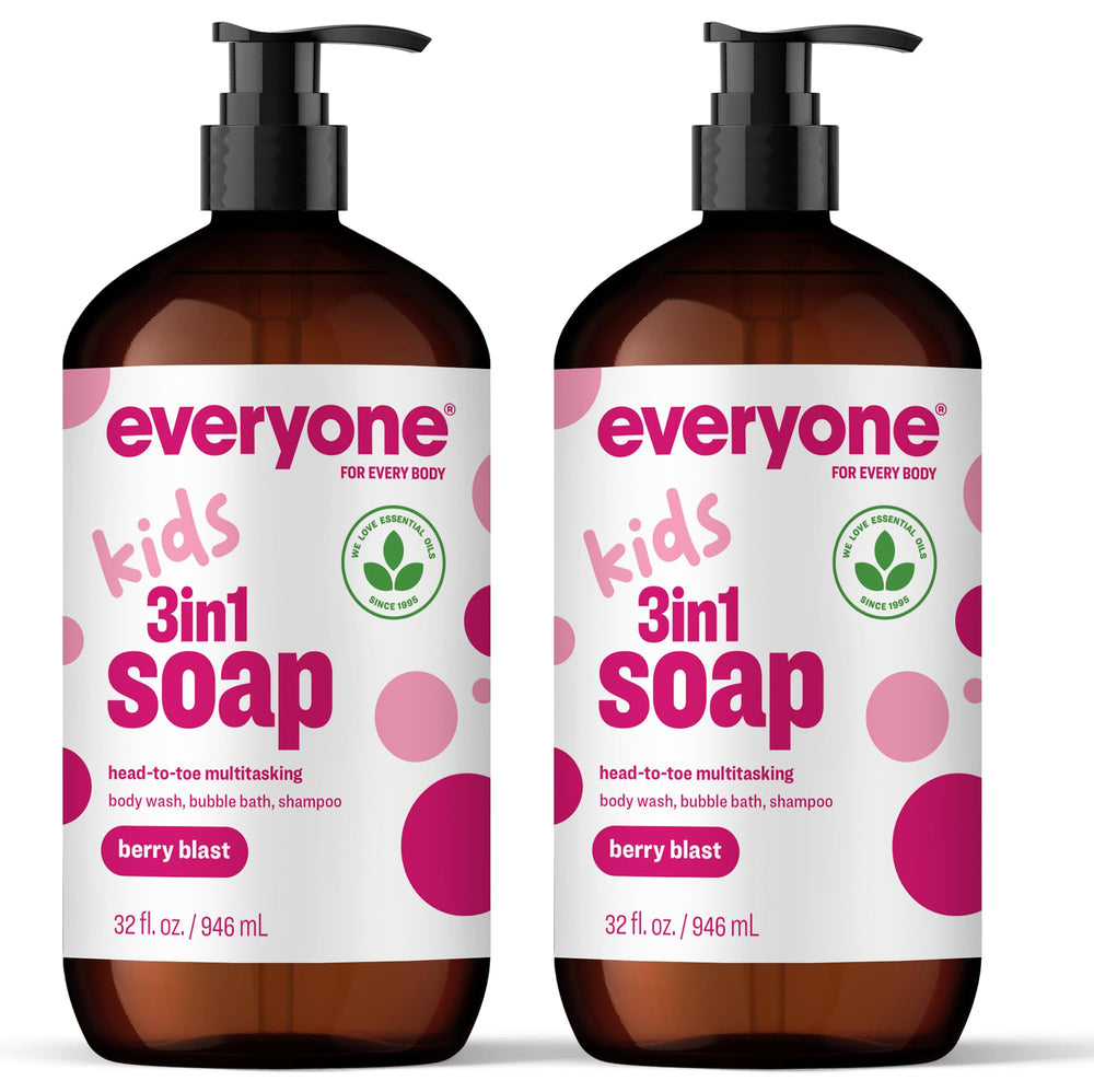 Everyone 3-in-1 Berry Blast bottle shows gentle cleansing for kids.