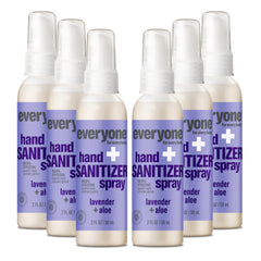Everyone hand sanitizer spray lavender-aloe bottle front, showcasing calming scent and compact travel size.
