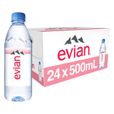 evian 500ml bottle in a 24-pack for convenient hydration on the go