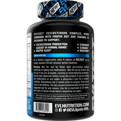 EVLTest bottle side view showing label details and ingredient transparency.