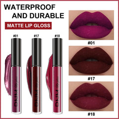 evpct matte liquid lipstick bottle close-up highlights transfer-free, waterproof formula.