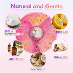 Excalla natural bubble bath bombs fizz in water with bright color