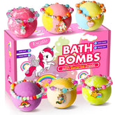 Excalla unicorn bath bombs gift set with six colorful blends for kids