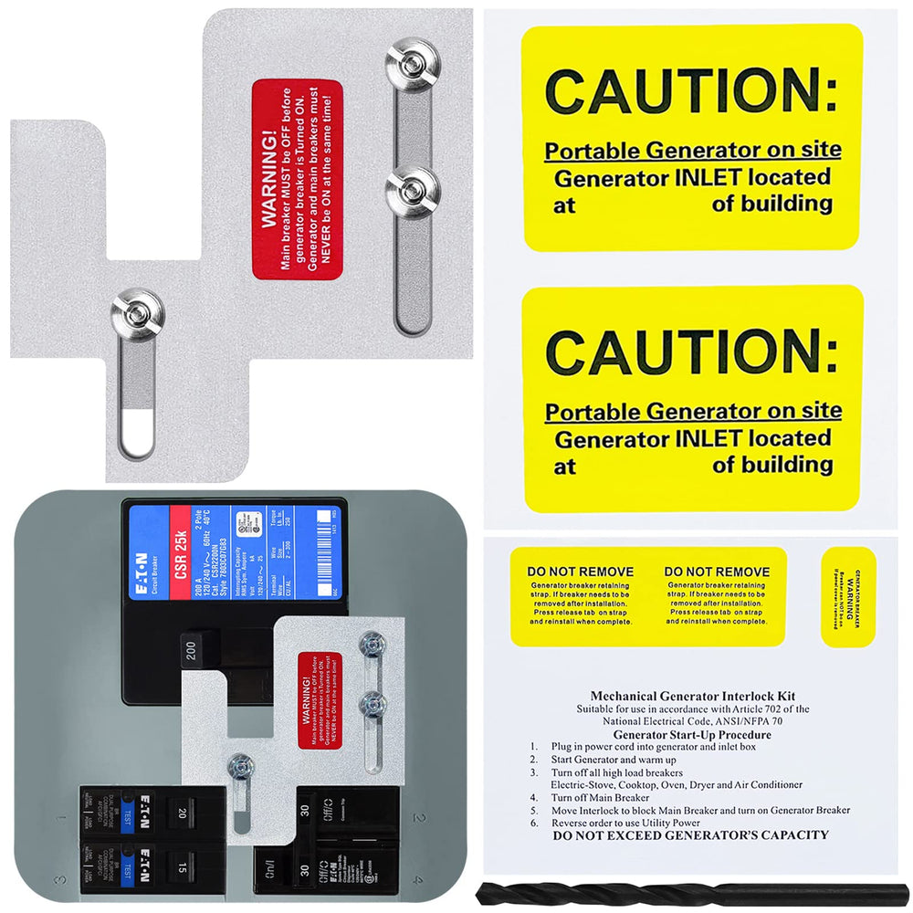 EXCELFU interlock plate for Eaton BR series enables safe backfeed during outages.