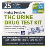 Exploro THC test kit 25-pack for bulk home testing and convenience.