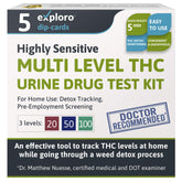 Exploro THC test box and strips for private at-home testing.