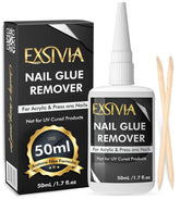 EXSIVIA Nail Glue Remover 50ml bottle enables gentle, fast removal of press-on nails.