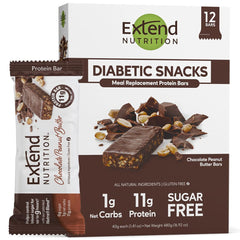 Extend Bar packaging shows a 12-count box for on-the-go protein.