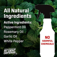 Exterminators Choice spray in action deterring mice and rats on vehicles.