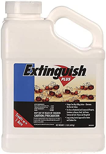 Extinguish Plus Fire Ant Bait bottle for effective outdoor ant control today.