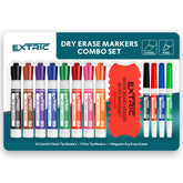 EXTRIC dry erase markers 12-pack with eraser for classroom use and clean writing.